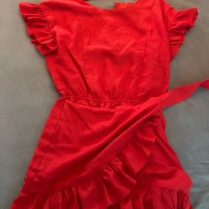 Red wrap dress